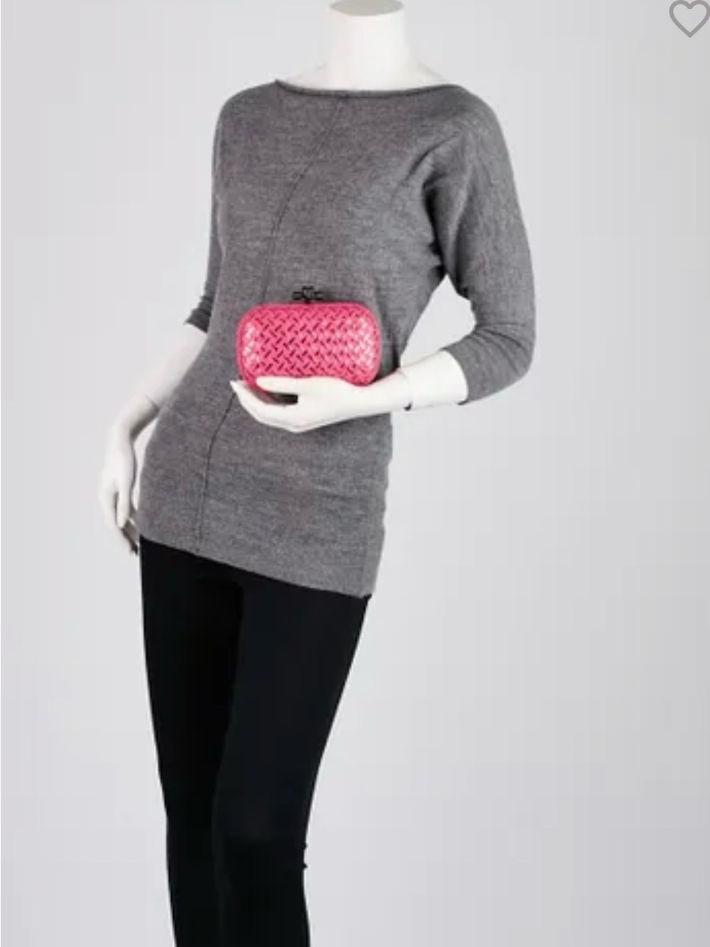 Bottega Venenta woven pink metallic bag - Picture 2 of 8